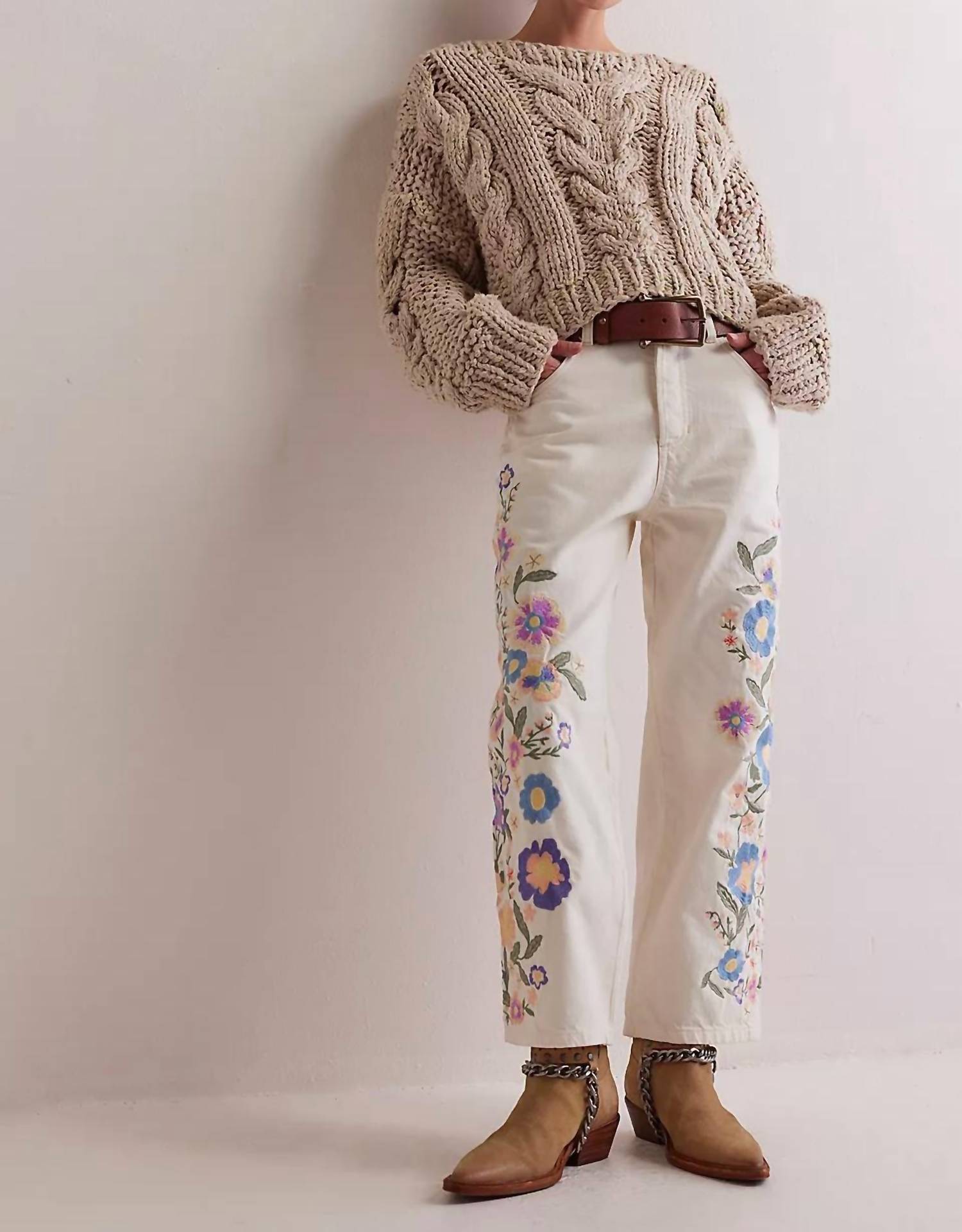 Free People - WILLOW FLORAL EMBROIDERED JEAN