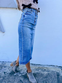 Hidden - Peyton Backslit Midi Pencil Skirt