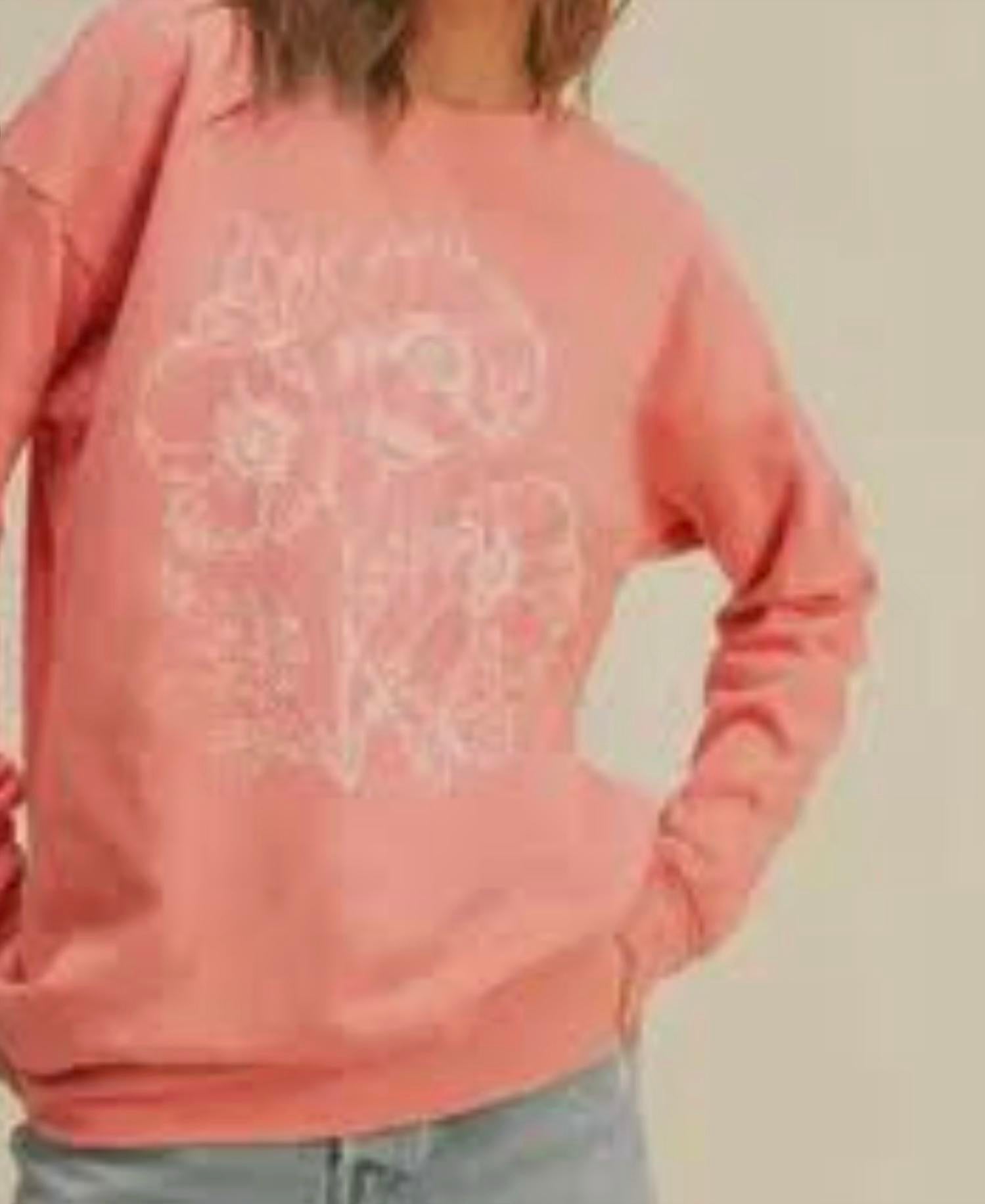 Trend Shop - Flower Embroidery Graphic Sweatshirt