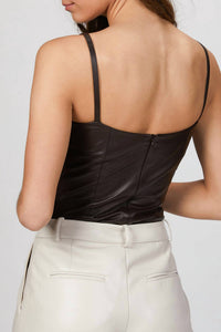 CUTOUT LEATHER BODYSUIT