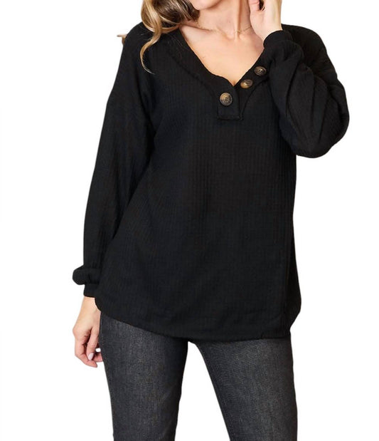 Zenana - Buttoned Long Sleeve Blouse