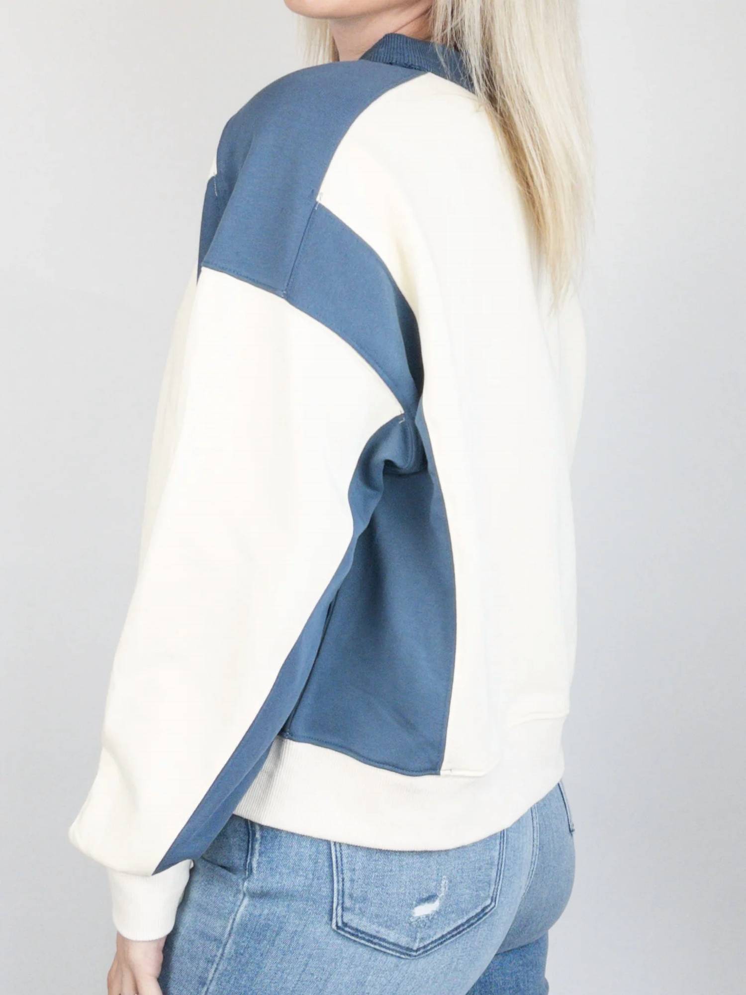 Aemi + Co - Colorblock Terry Pullover Sweatshirt