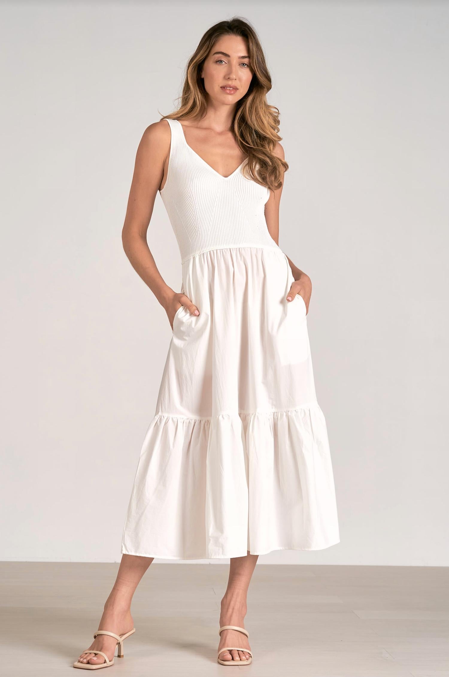 Elan - Reno Mixed Media Maxi Tank Dress