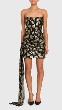 Amanda Uprichard Alaia Midweight Jacquard Dress in black gold - women's dress