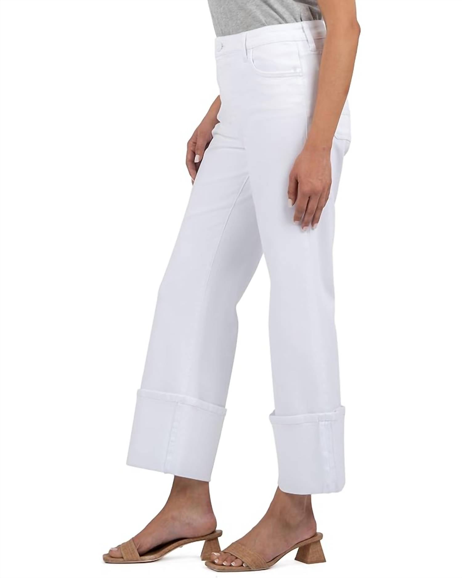 Kut From The Kloth - Charlotte High Rise Fab Ab Wide Leg-roll Up Jean