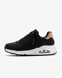 Skechers Girls Uno Gen1 Shoes in black rose gold - kids' sneaker - detail view