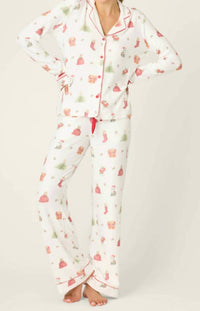 Pj Salvage - Feline Festive Cat Print Pajama Set
