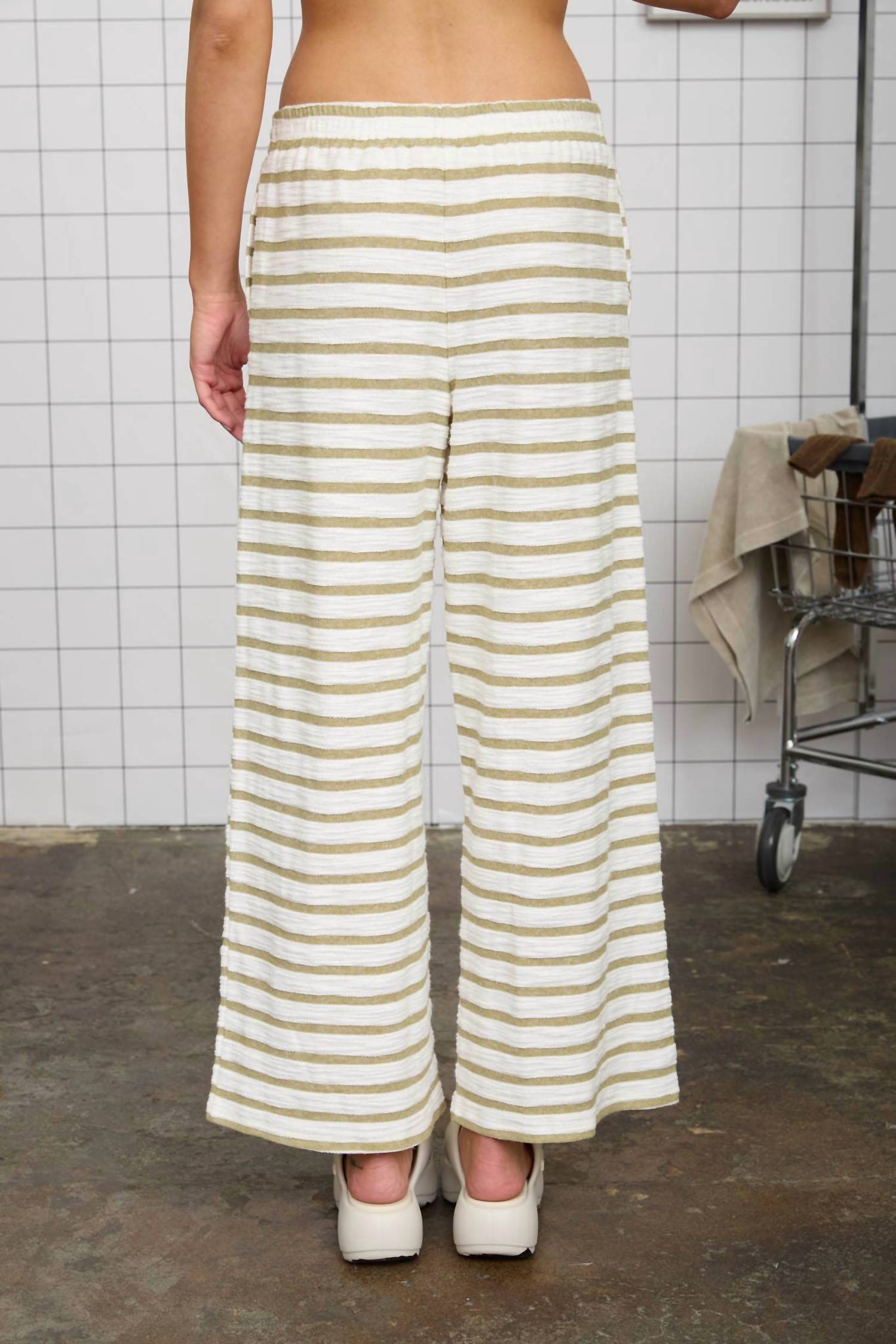 Joa - Stripe Drawstring Wide Leg Knit Lounge Pants