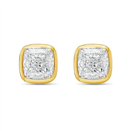 Diana M Jewels - Women's Cushion Cut Studs In A Bezel Setting Earrings (8.00 Ct)