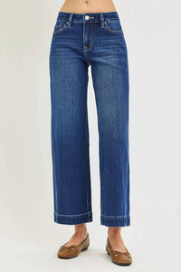 Risen - Mid Rise Ankle Wide Leg Jeans
