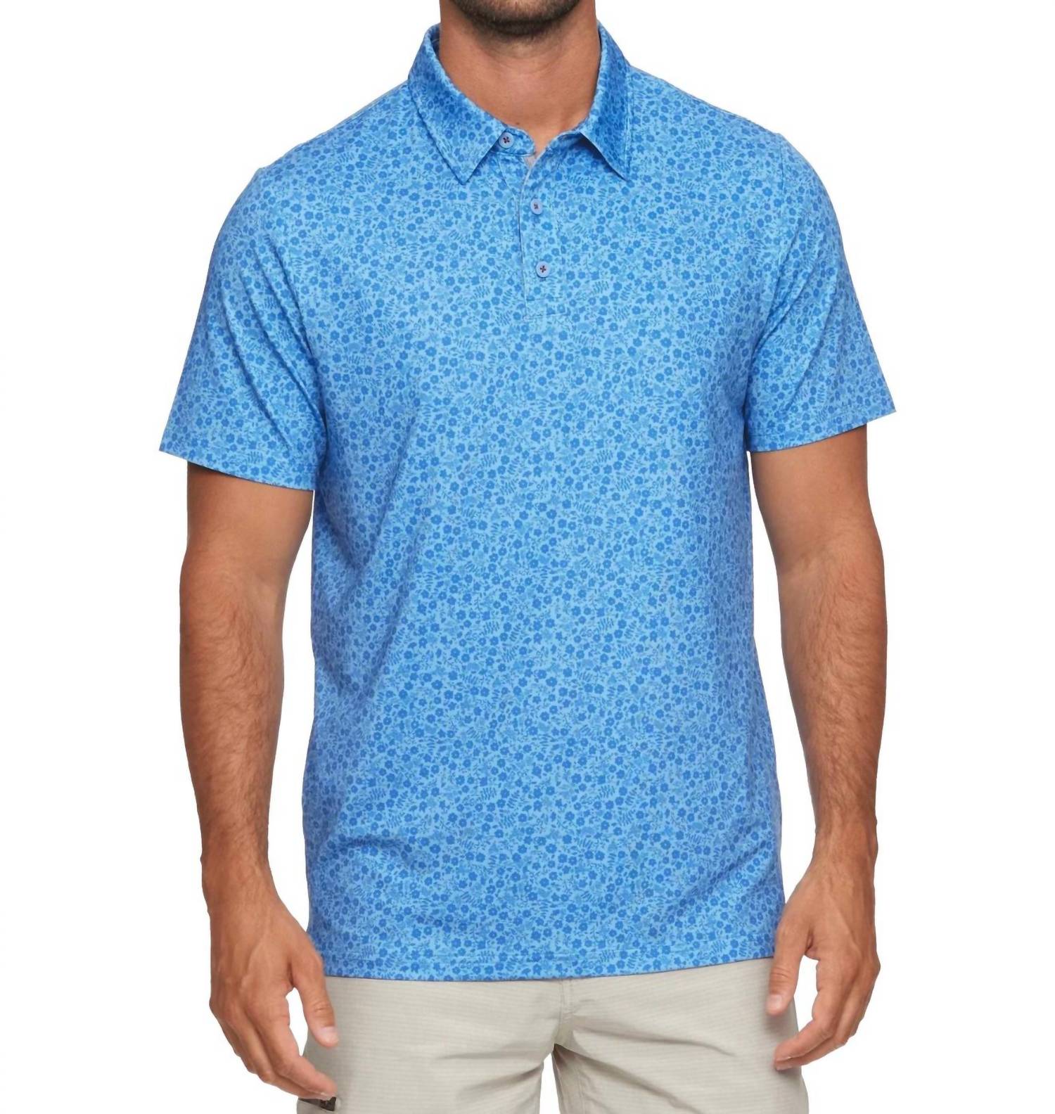 Flags & Anthem Mvp Polo Shirt in blue floral - men's shirt