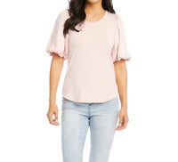 Karen Kane Peyton Satin Contrast Short Sleeve Top in pale pink - women's shirt