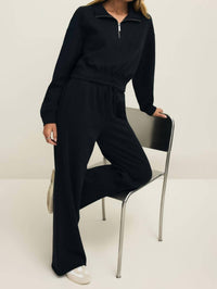 Z Supply Downtown Wide Leg Sweatpant in black - women's pants - view 5
