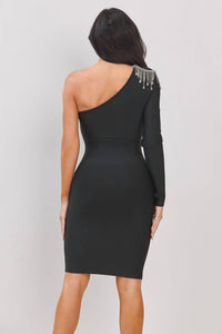 THE SANG Becca Bandage Mini Dress in black - women's dress - detail view