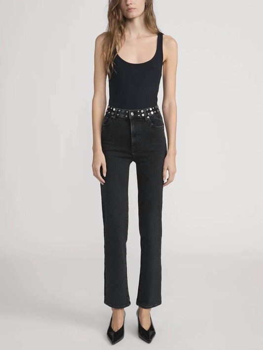 Frame - Le Sleek Straight Studded Jeans