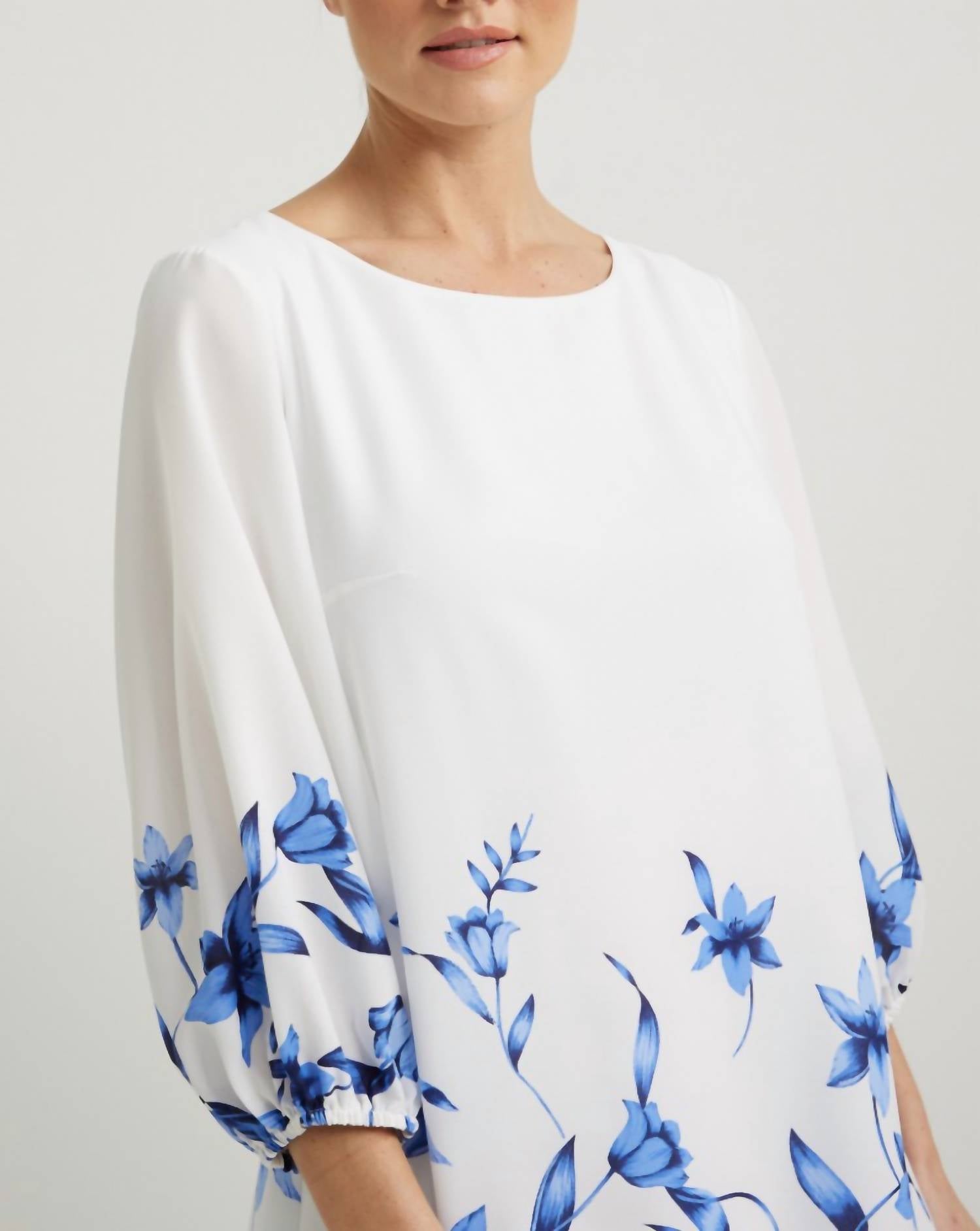 Joseph Ribkoff 3/4 Sleeve Floral Shift Dress in vanilla multi - women's dress - alternate view
