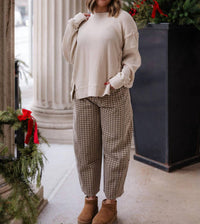 Miou Muse - Nelly Mini Checkered Barrel Pants