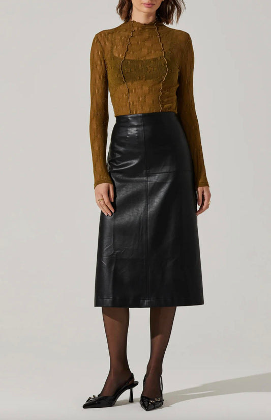 Astr - Yuria Faux Leather Midi Skirt