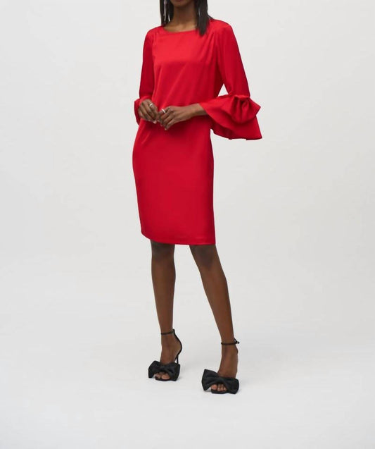 Joseph Ribkoff - Ruffle Sleeve Satin Shift Dress
