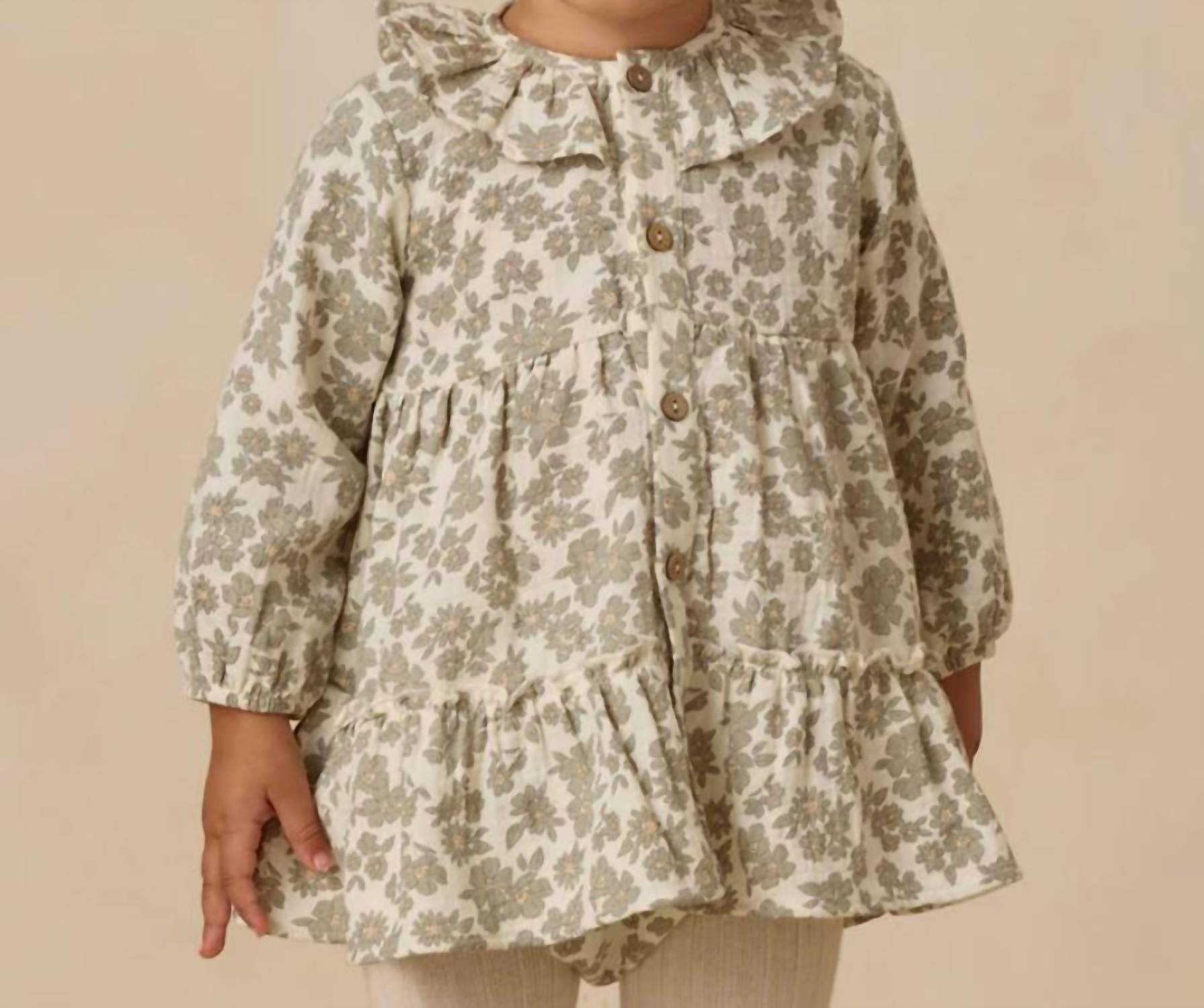 Quincy Mae - Girl's Ruffle Collar Button Dress