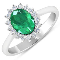 Diana M Jewels Women's Oval Natural Zambian Emerald Fashion Ring (1.87 Ct) - Classic in 14k white gold - women's jewelry - detail view