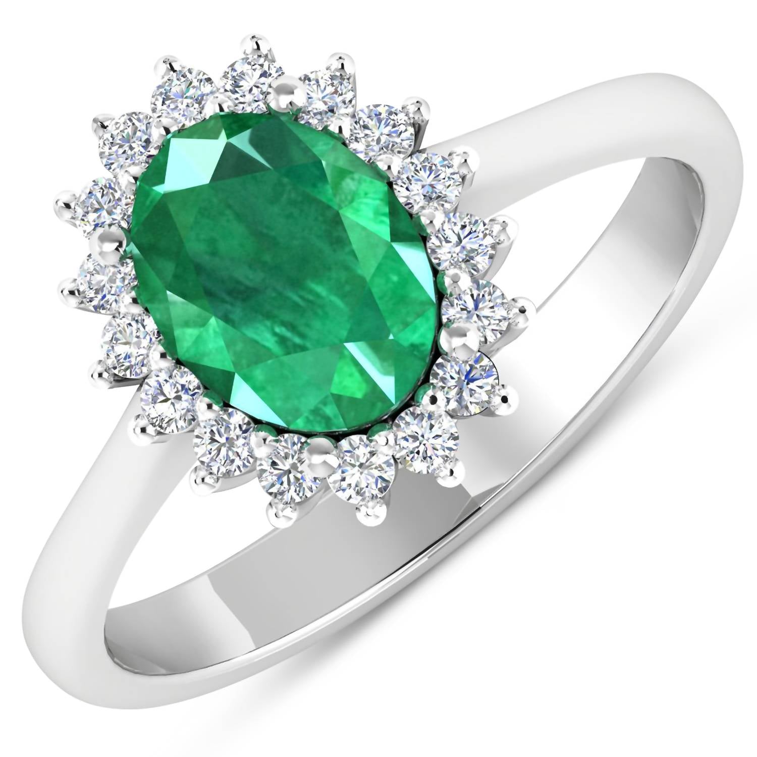 Diana M Jewels Women's Oval Natural Zambian Emerald Fashion Ring (1.87 Ct) - Classic in 14k white gold - women's jewelry - detail view