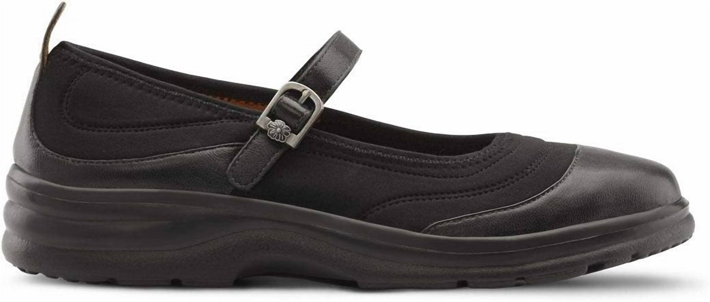 Dr. Comfort Shoes Women's Flute Lycra Diabetic Mary Jane Shoes in black - women's flats - detail view