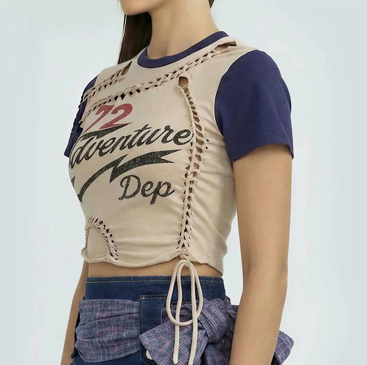 Yaz - Shayne Varsity Renegade Lace-up Graphic Tee
