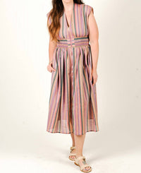 entro Acai Stripes Midi Dress in multi - women's dress