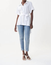 Joseph Ribkoff - High-low Sash Button Down Blouse