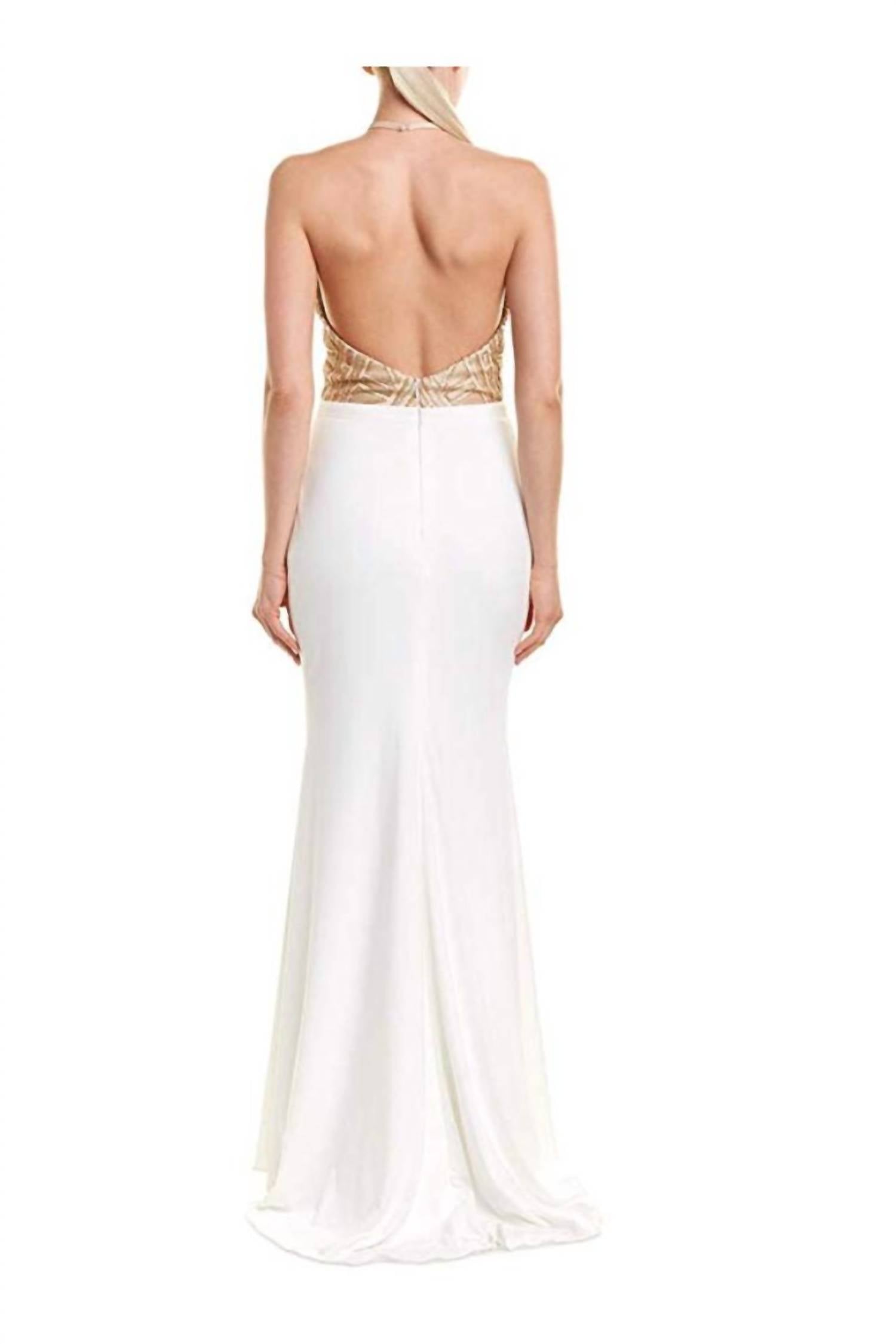 Ivory and Gold Evening Gown
