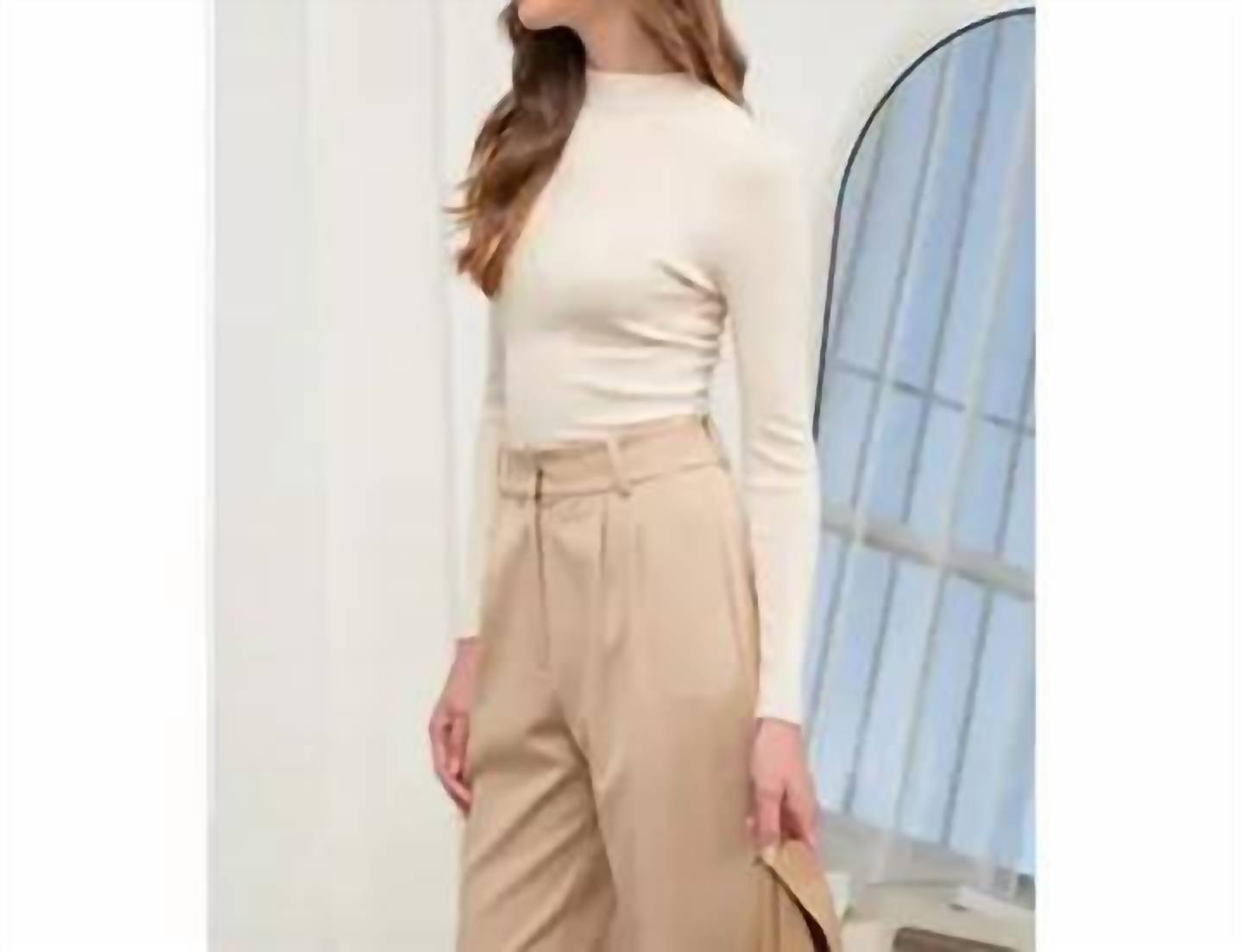 The Workshop - Mock Neck Long Sleeve Sweater Knit Top