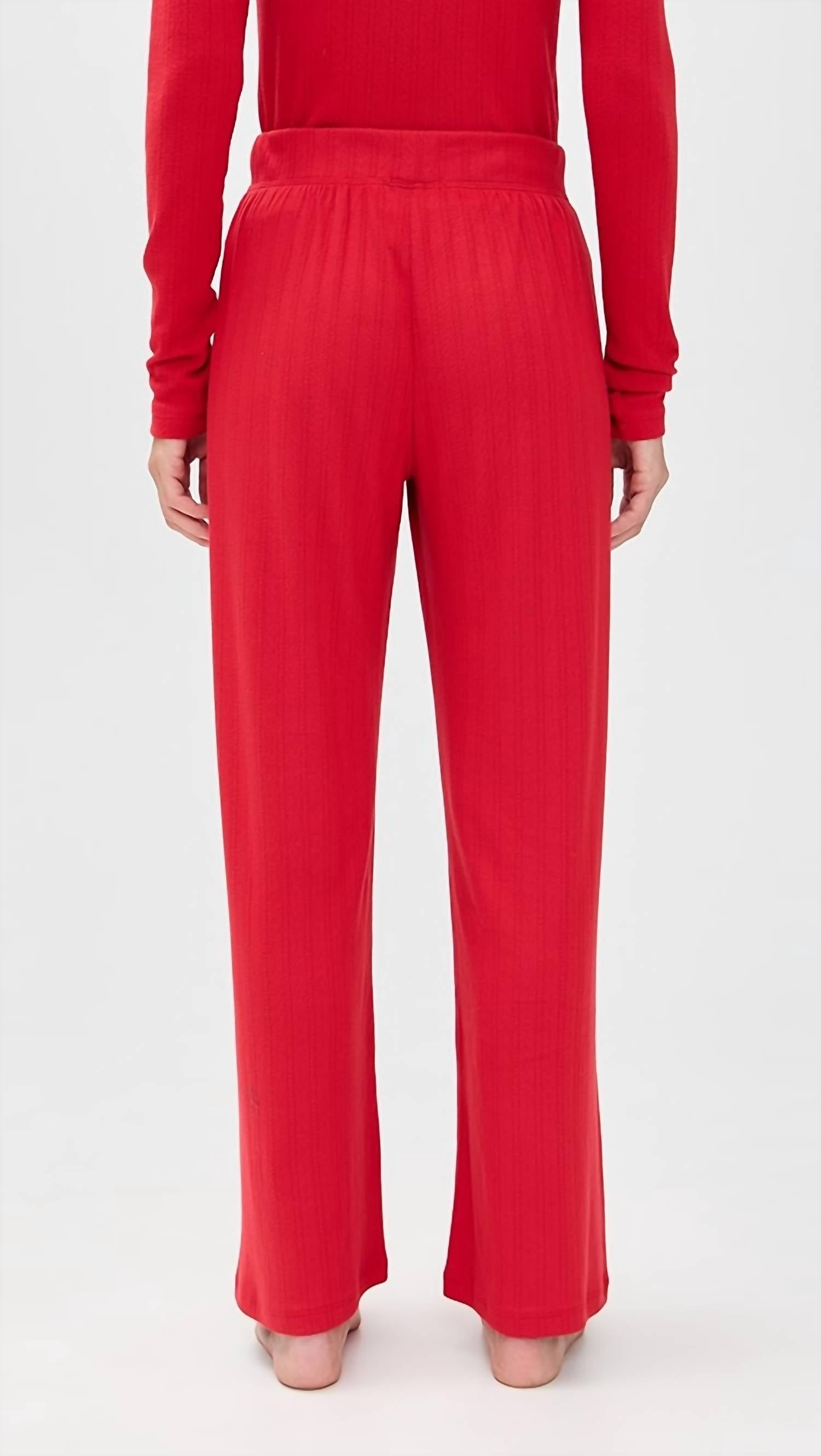 Z Supply Luxe Pointelle Pants in festive red 1 - women's pants - alternate view
