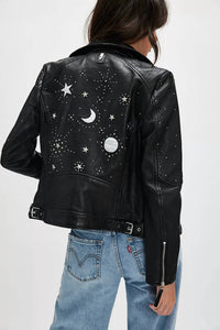 MAURITIUS Noelia Leather Jacket in black - women's jacket - detail view