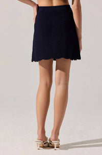 ASTR Perrine Scalloped Mini Skirt in navy - women's skirt - detail view