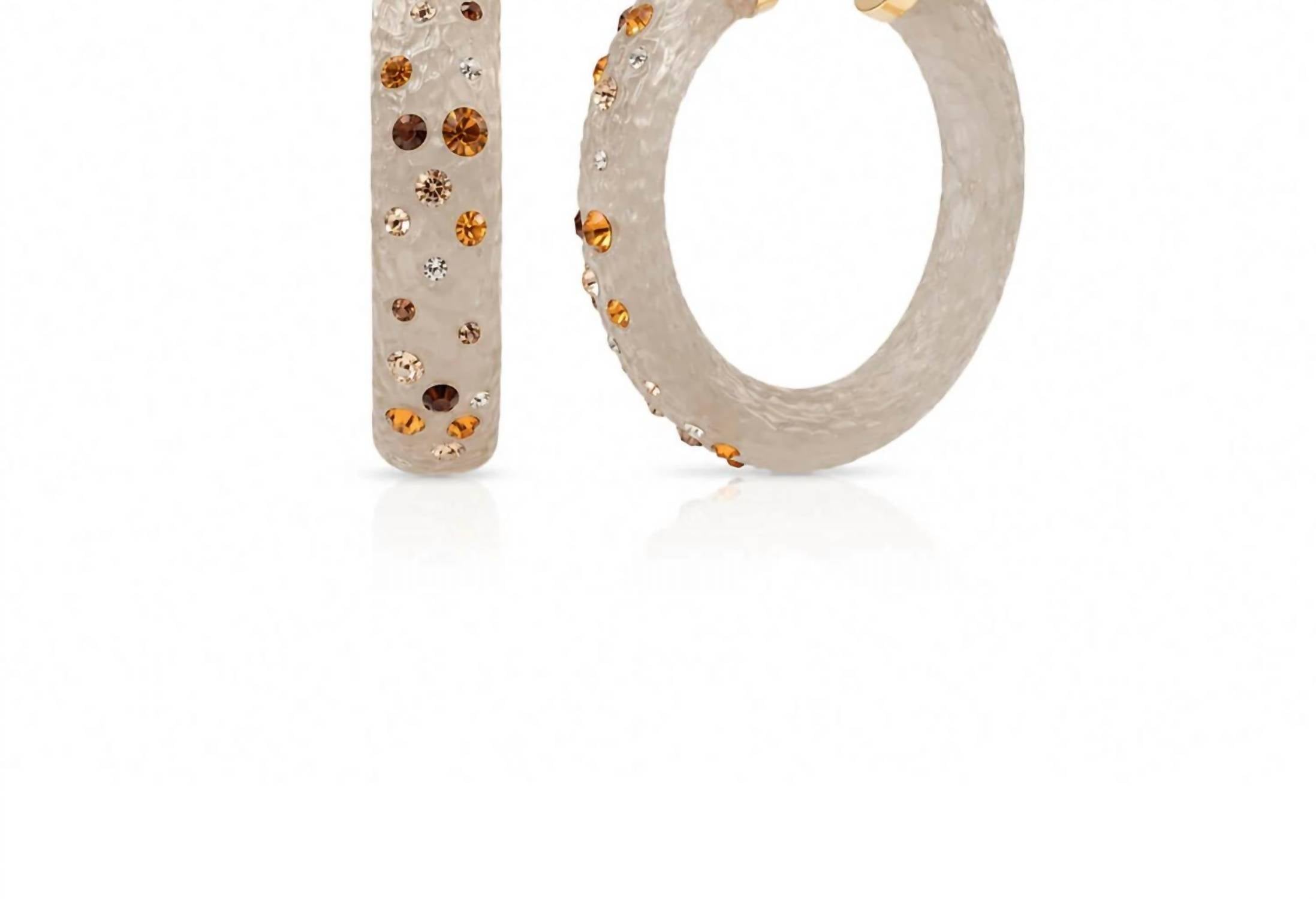 Gold & Honey - Women's Large Oval Confetti Hoop Earrings