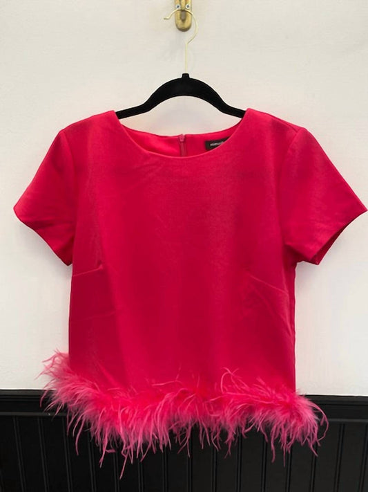 Mittoshop - Women's Barbie Girl Feather Short Sleeve Top
