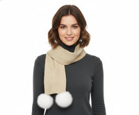 Mitchie'S Matchings - Women's Ribbed Fox Pom Scarf