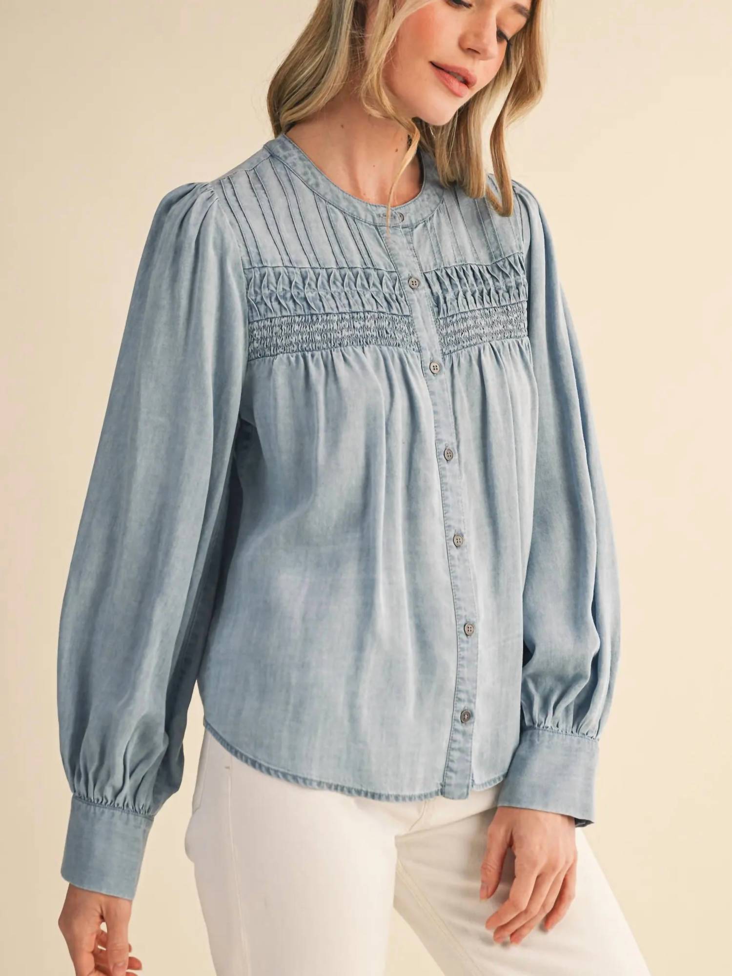 Merci - Heritage Smocked Denim Blouse
