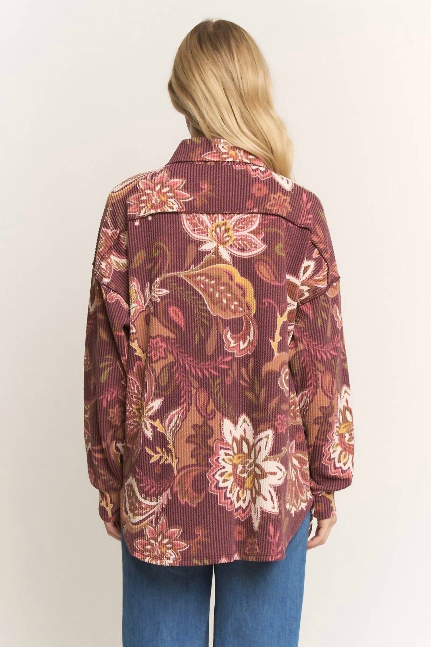 Heimish Usa - Paisley Button Down Shacket - Plus
