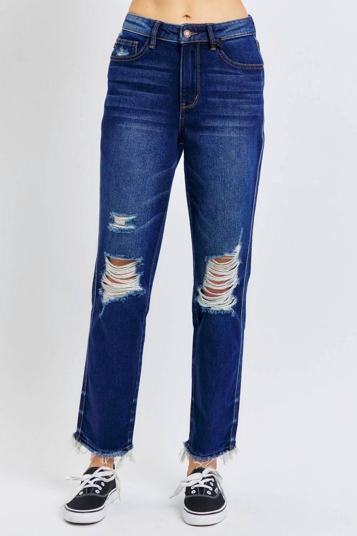 Judy Blue - High Waist Rigid Magic Heavy Destroy Straight Jeans