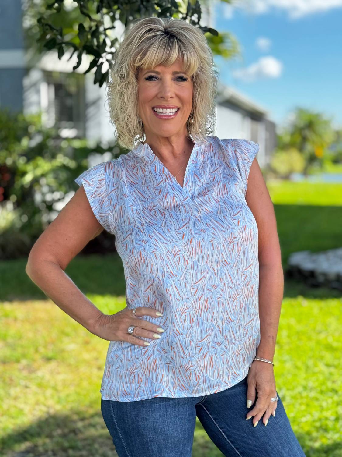 Southern Grace - Cynthia V Neck Top