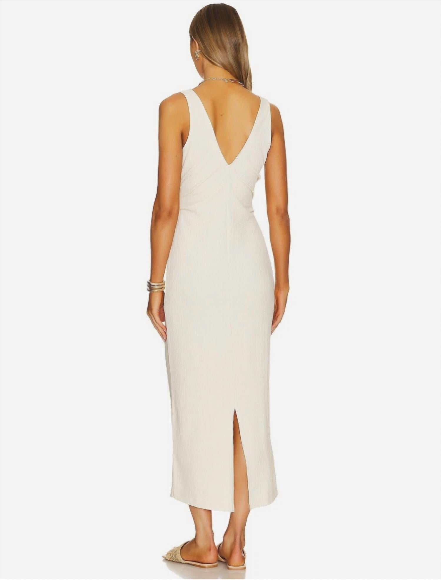 Free People Lyla Midi Dress in summer khaki - women's dress - detail view