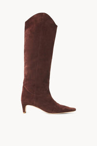 STAUD Women's Suede Western Wally Boot in mahogany - women's shoe