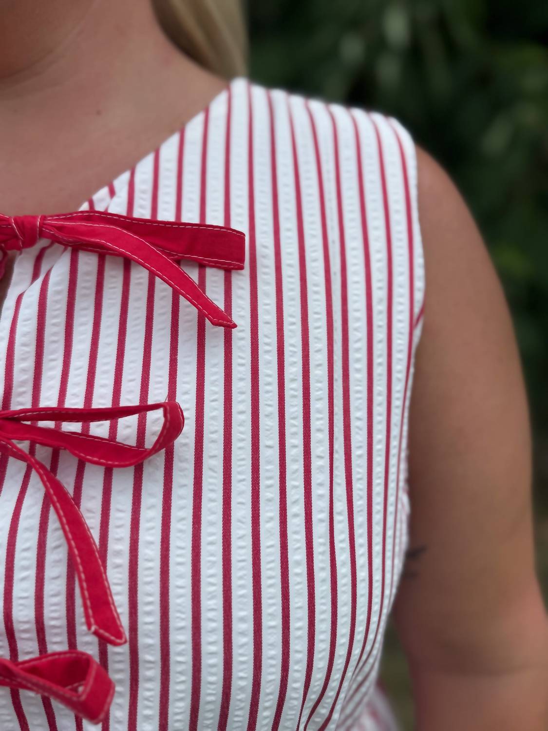 SHE + SKY Sweet Cherry Stripes Midi Dress in red - women's dress - alternate view