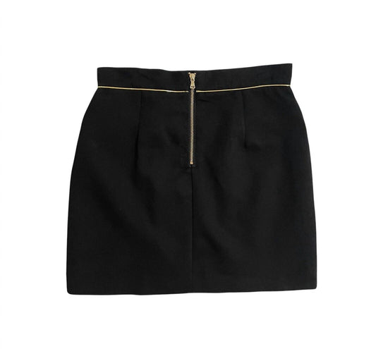 Beulahstyle - Women's Mini Skirt with Gold Trim and Buttons