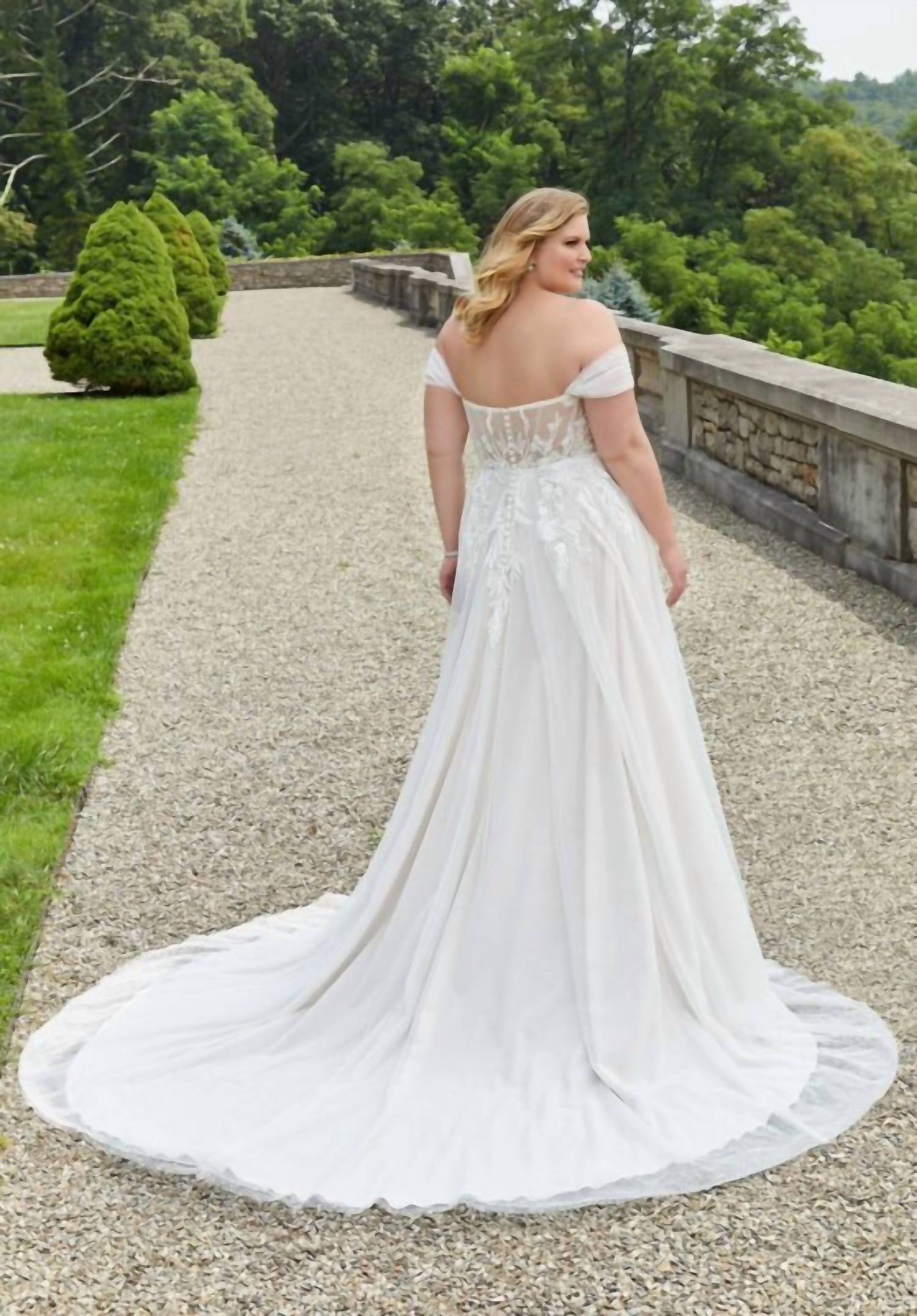 MORILEE Elysia Off The Shoulder A-line Wedding Dress - Plus in ivory almond honey - women's dress - alternate view