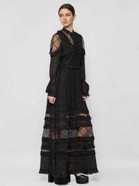 Solgo Atelier - Metallic Silk Ruffle Maxi Dress