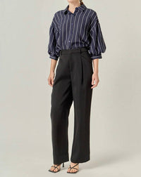 English Factory Bellamy Balloon Sleeve Blouse in navy white - women's blouse - view 4