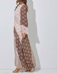 Baevely by Wellmade Floral Chiffon Ruffle Maxi Dress in multi colored - women's dress - alternate view